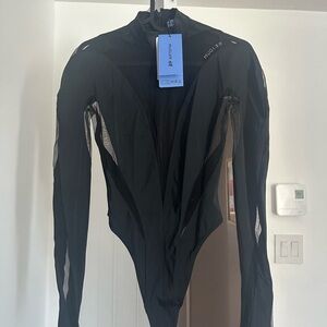 Mugler Black Sheer Bodysuit